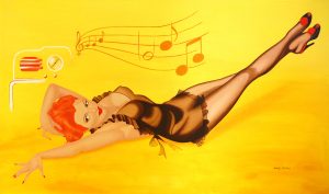 Pin-Up Radio Listening Painting