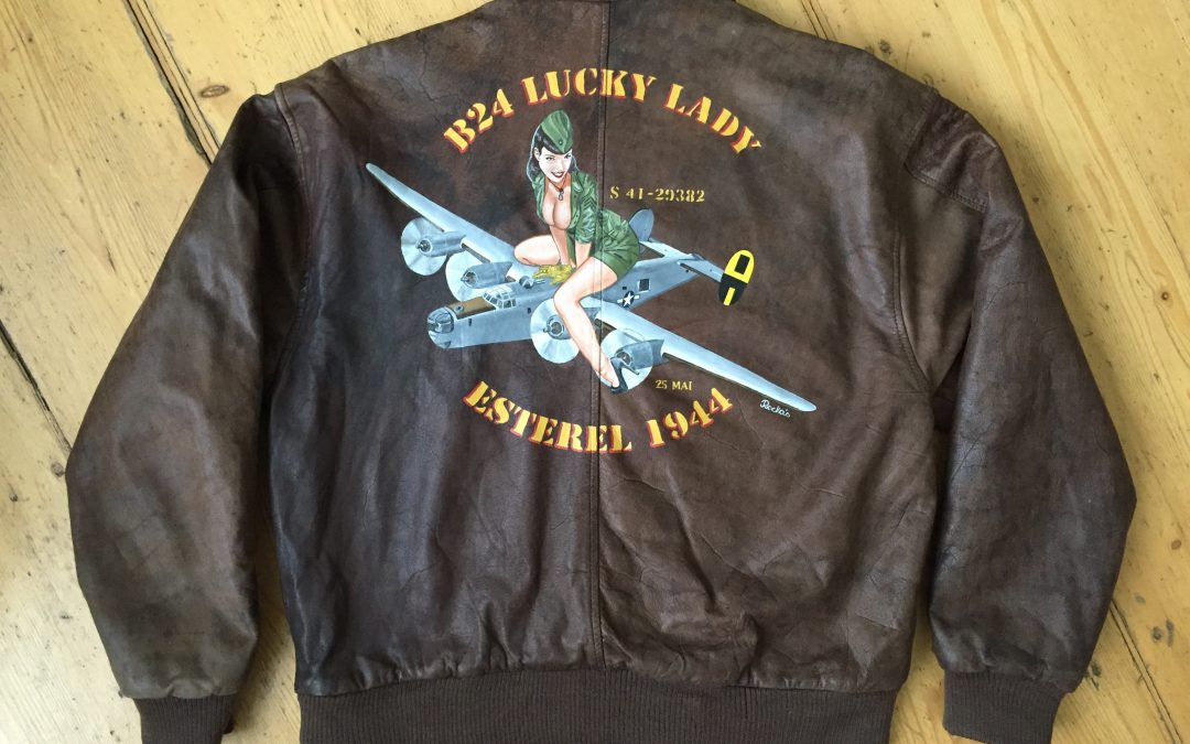 B-24 custom art on flight jacket in U.S. Air Force style