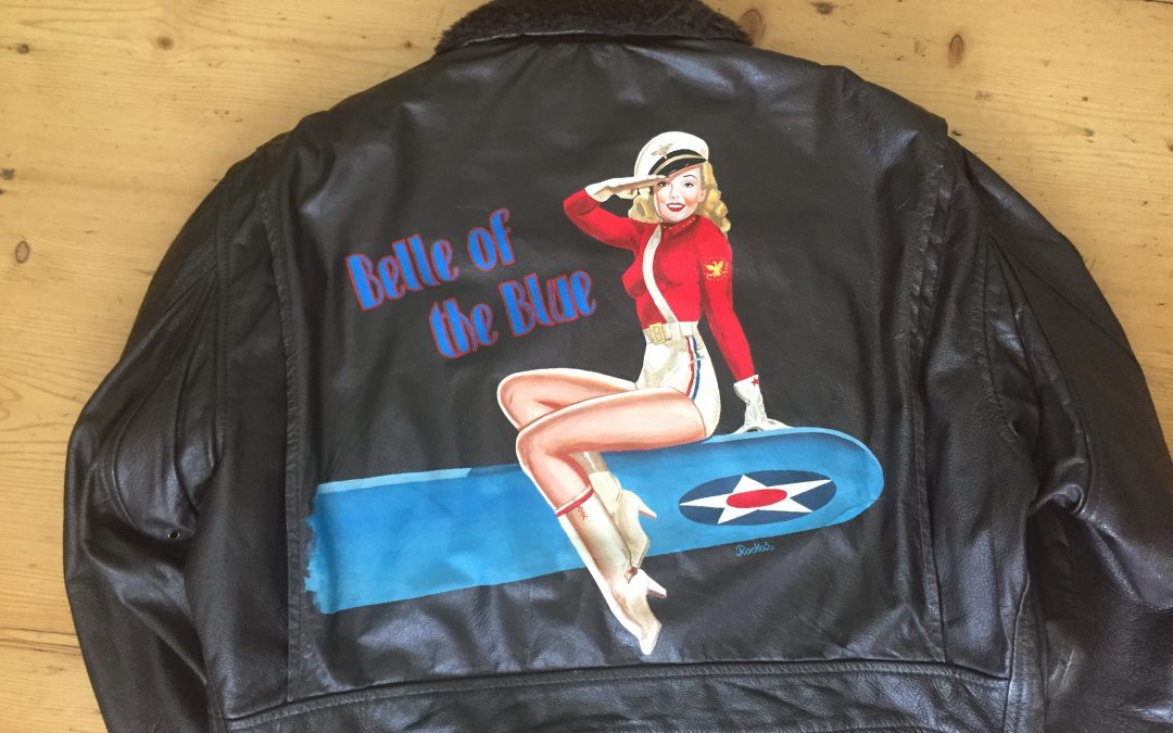 WWII Nose Art Pin-up on wing jacket painting