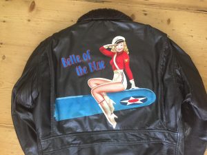 WWII Nose Art Pin-up on wing jacket painting