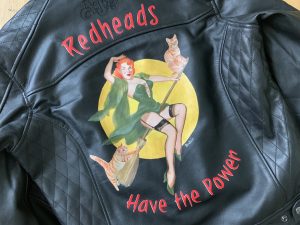 Redheads have the Power- Painted Motorcyle jacket in Vintage style